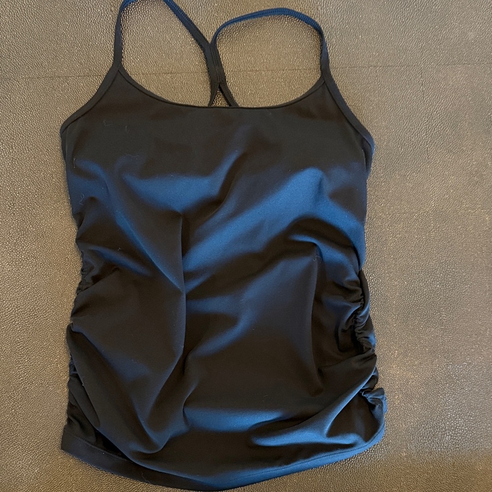 CRZ YOGA Maternity Black Ruched Strappy Camisole Tank